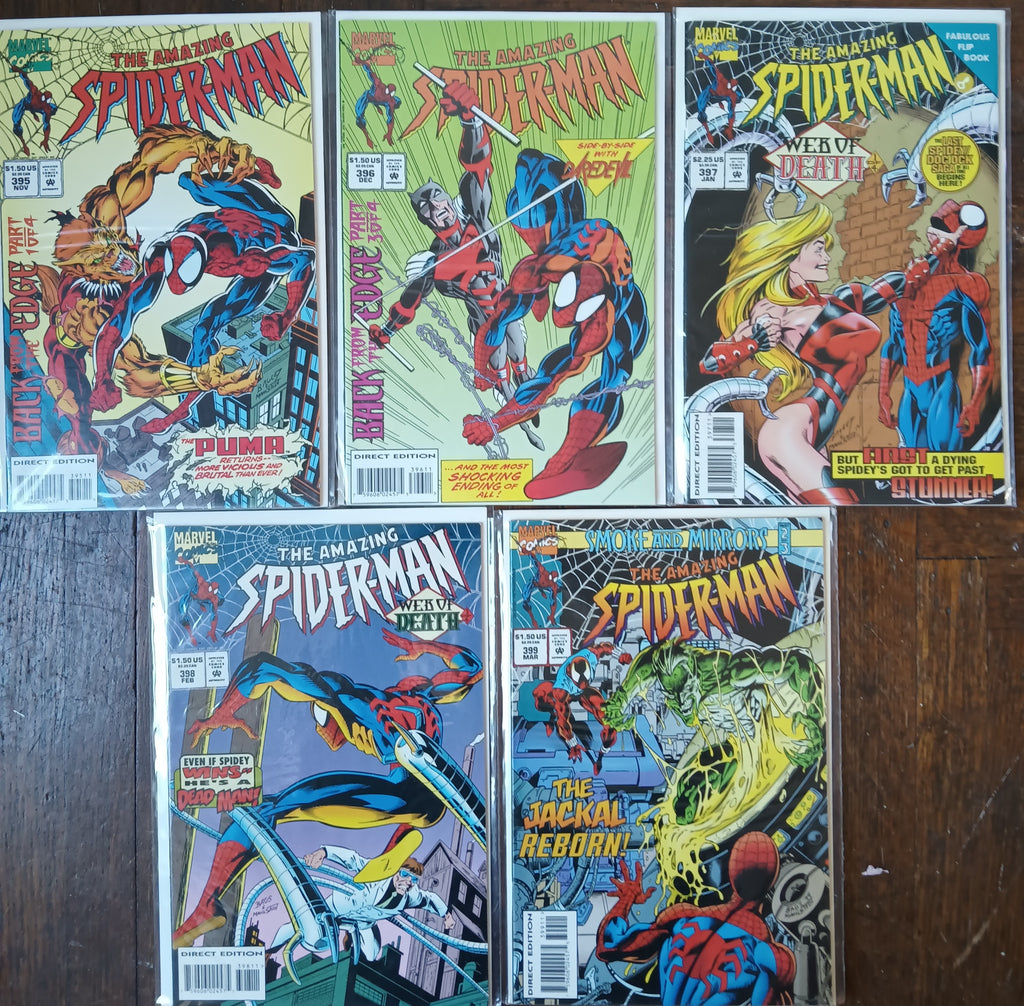 The Amazing Spider-man #395-399 Direct Edition Marvel Comic Books in Great Condition