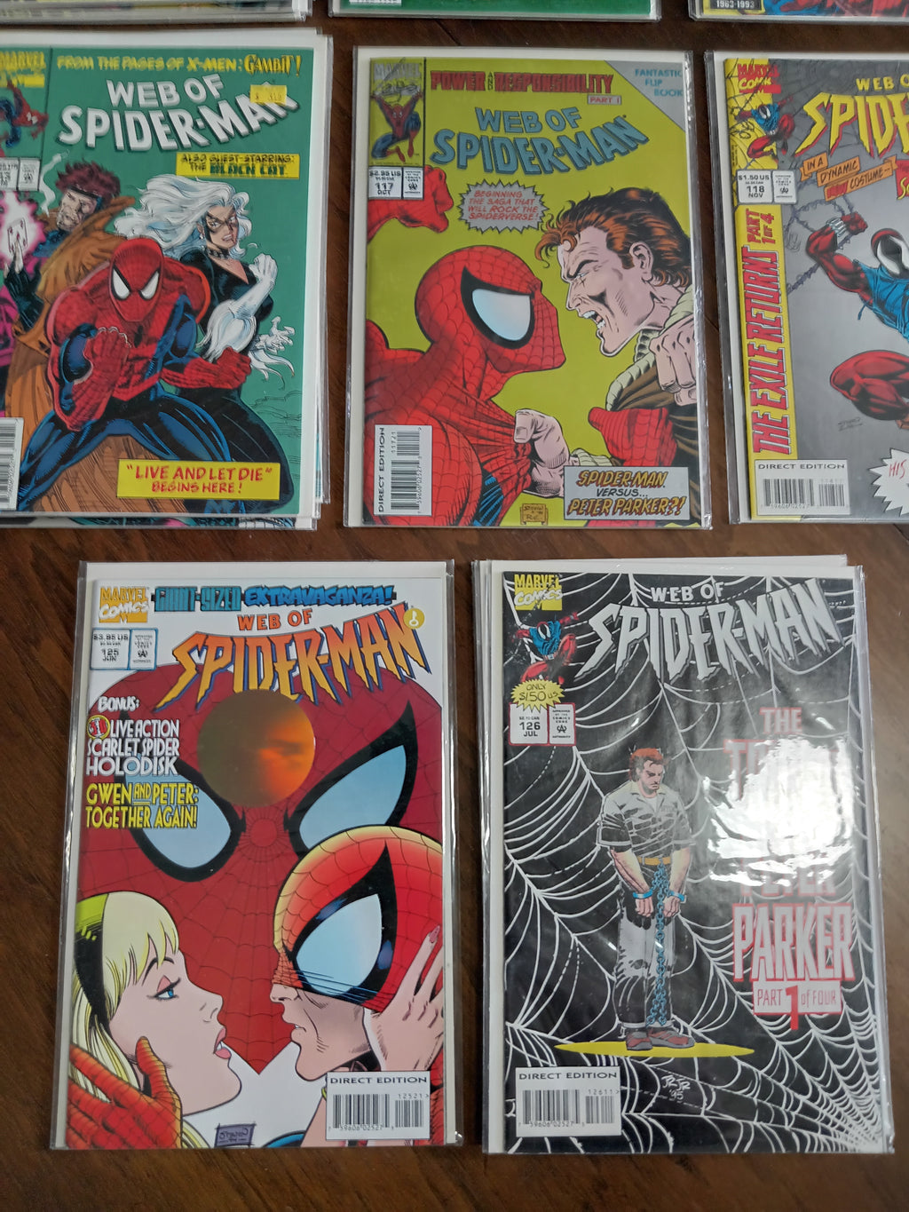 Web of Spider-Man #90-129 Marvel Comic Books all in Great Condition Bagged and Boarded