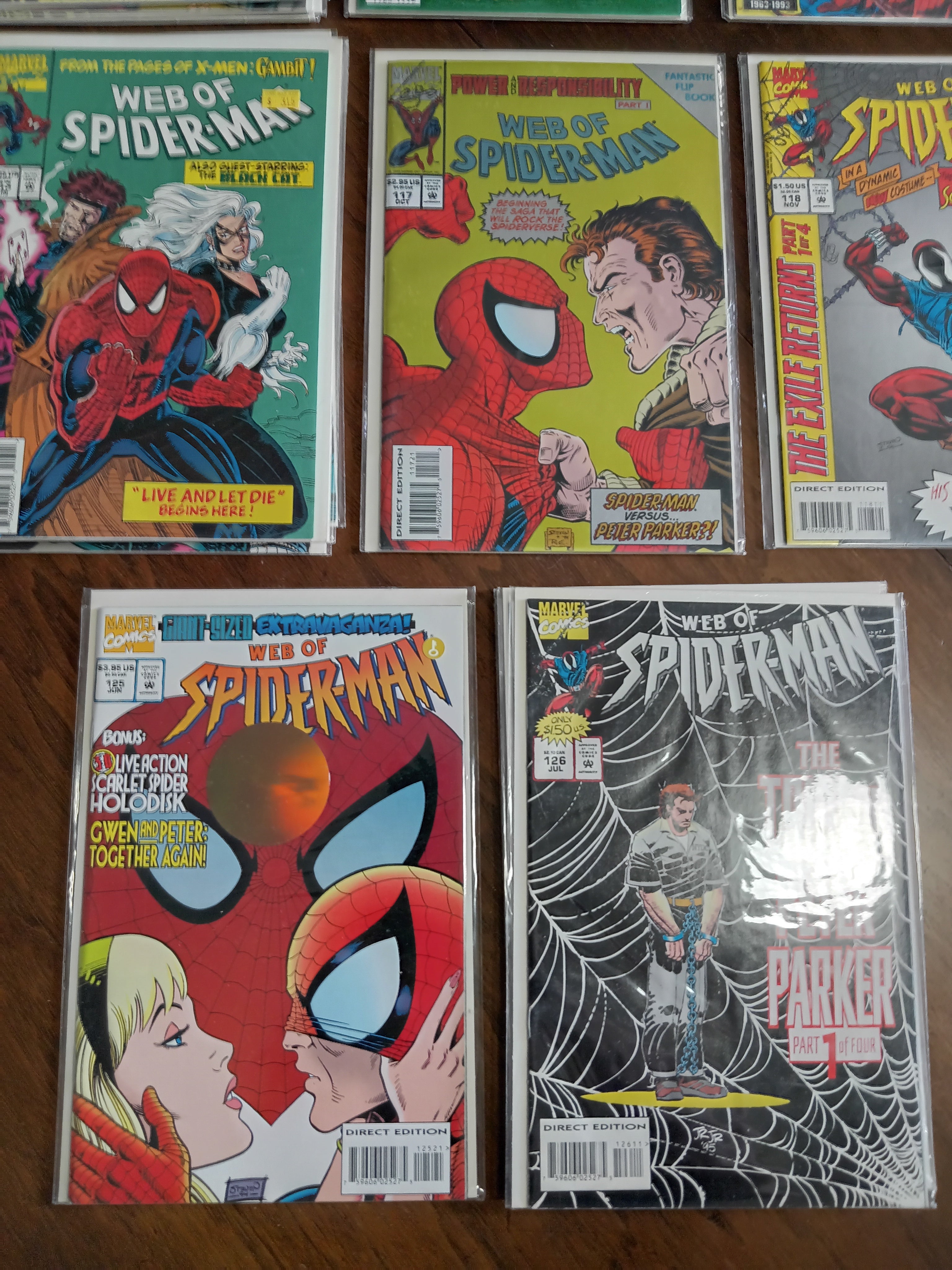Web of Spider-Man #90-129 Marvel Comic Books all in Great Condition Bagged and Boarded