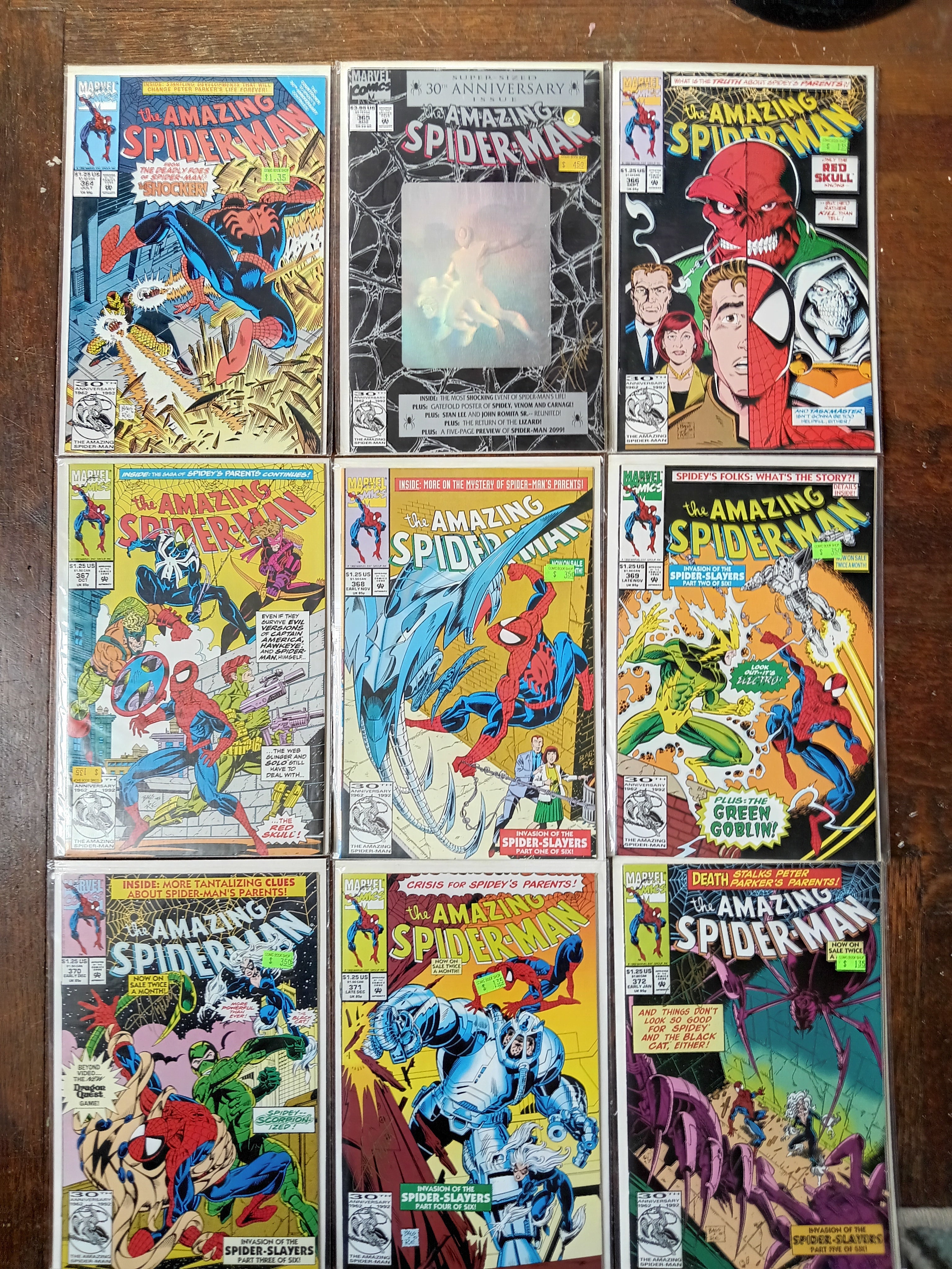 The Amazing Spider-man #364-372 Direct Edition Marvel Comic Books