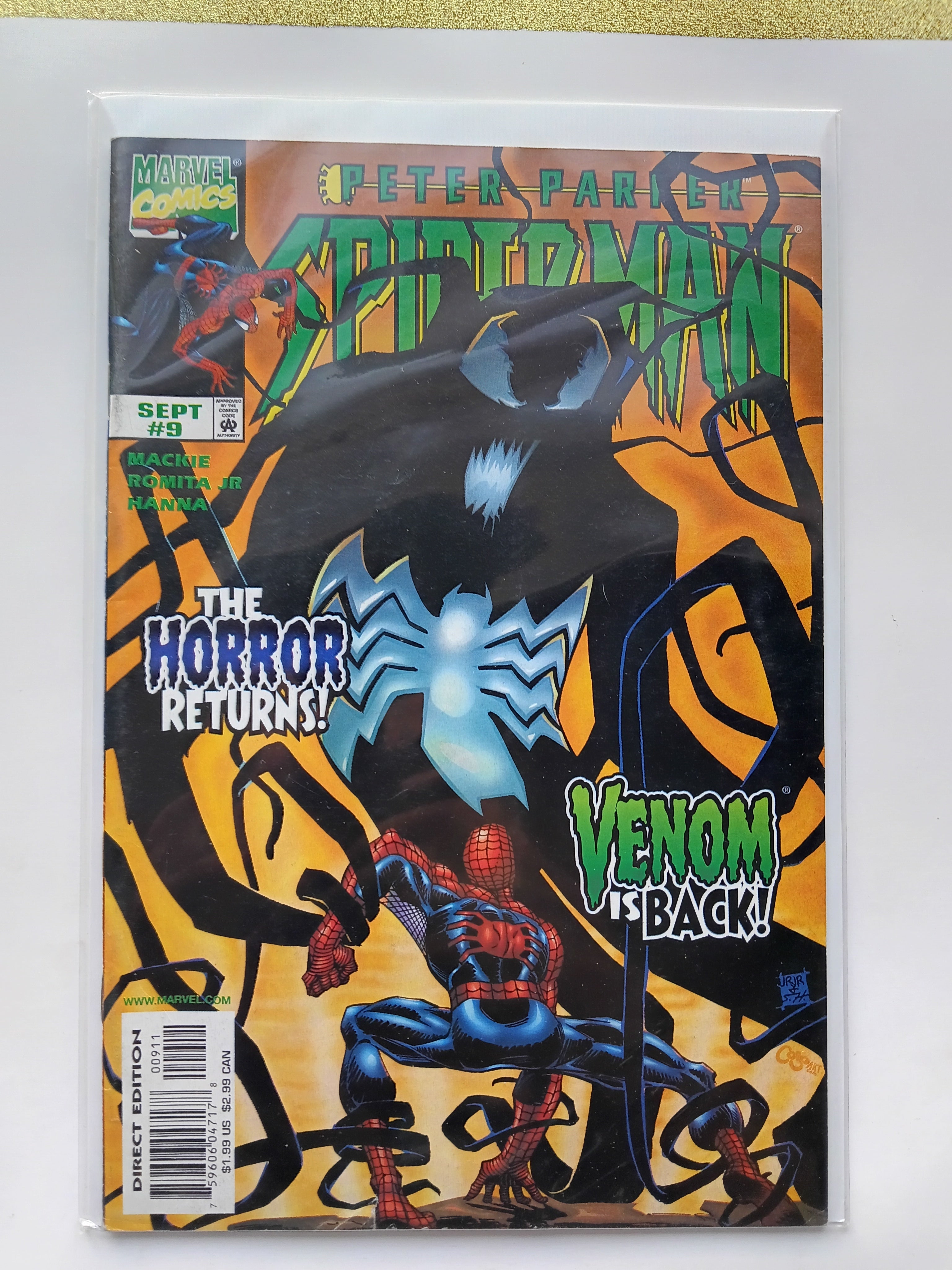 Peter Parker Spider-Man #9 Direct Edition Marvel Comic Book- The Horror Returns! Venom is Back!