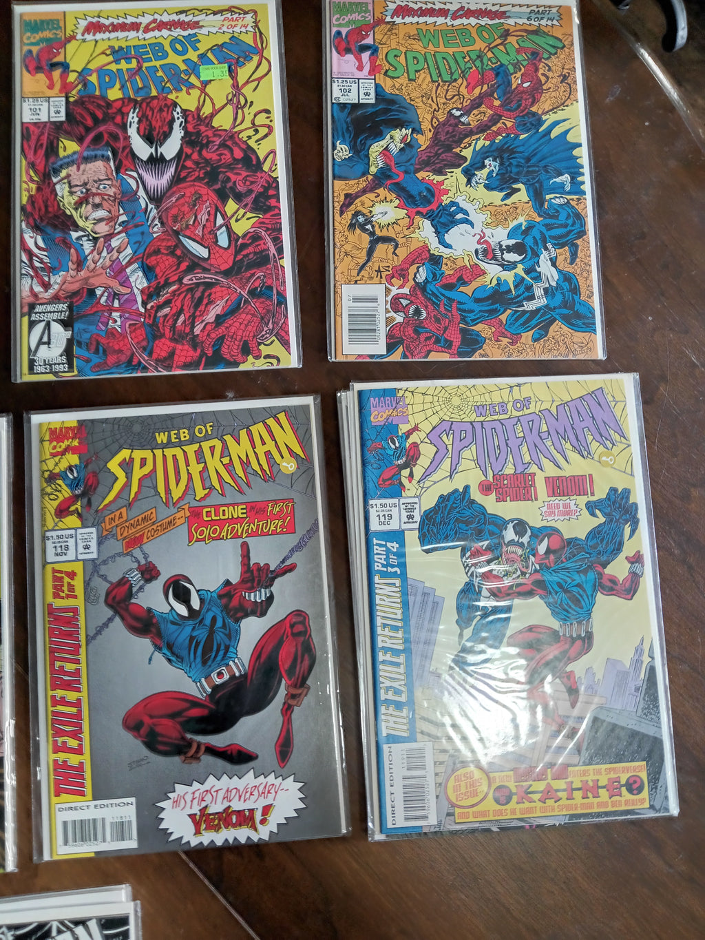 Web of Spider-Man #90-129 Marvel Comic Books all in Great Condition Bagged and Boarded