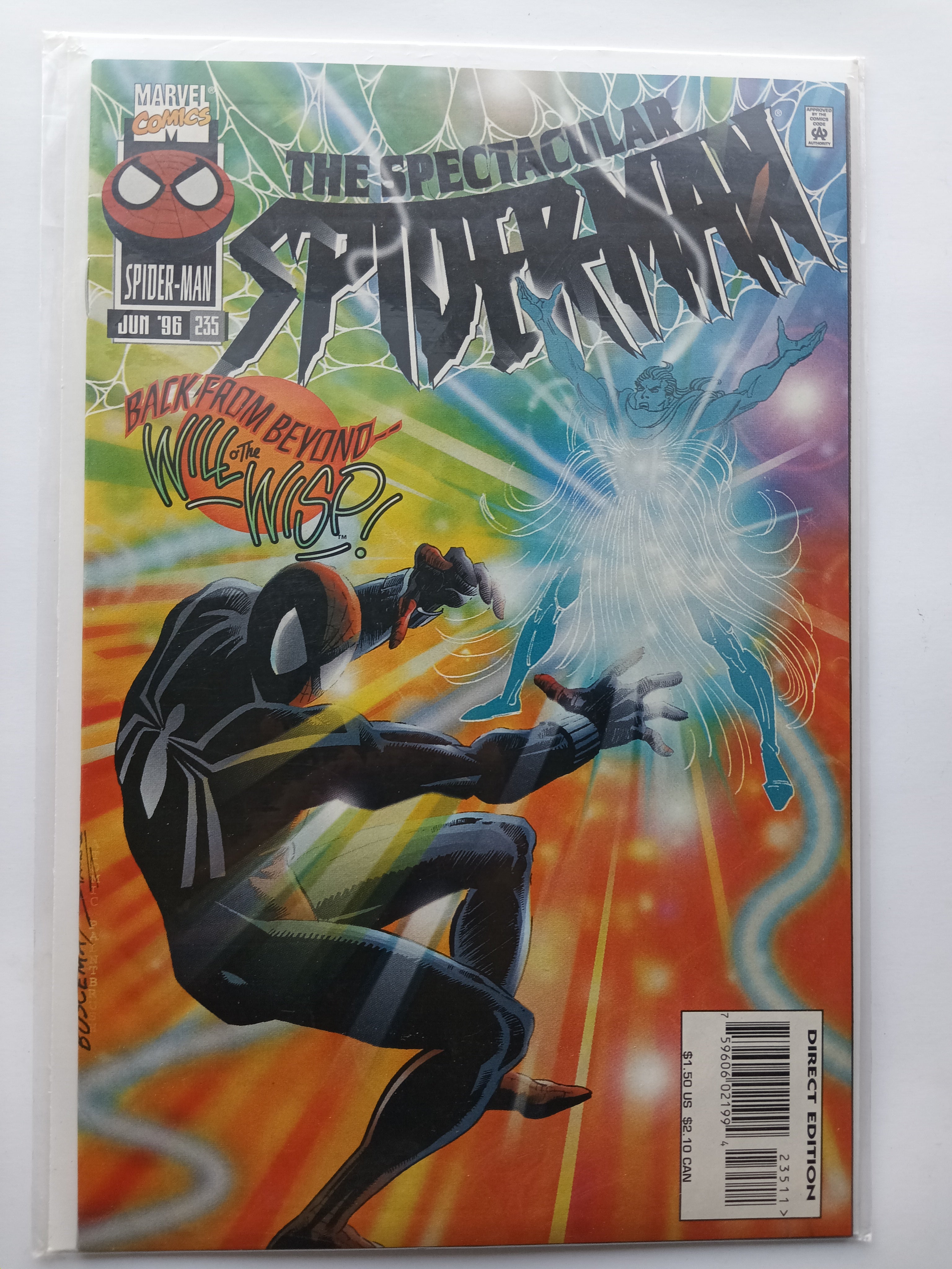 The Spectacular Spider-Man #235 Direct Edition Marvel Comic Book- Back from Beyond--Will o' the Wisp!