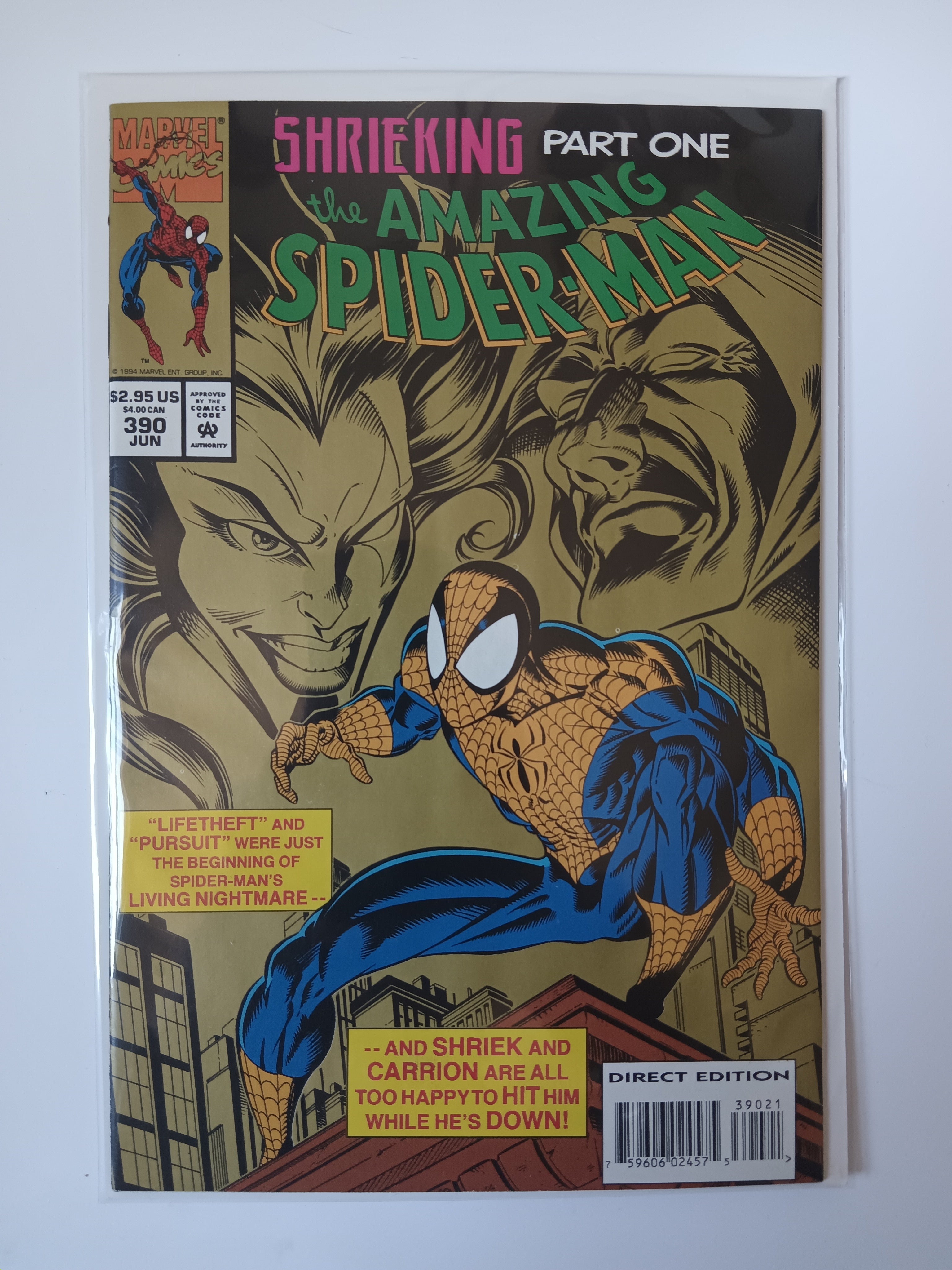 The Amazing Spider-man #390,391,392,393 Shrieking 1-4 Direct Edition Marvel Comic Books