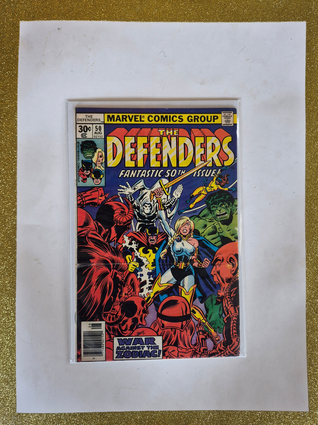 The Defenders #50 Newsstand Variant 1977 Marvel Comic Book with crease on cover