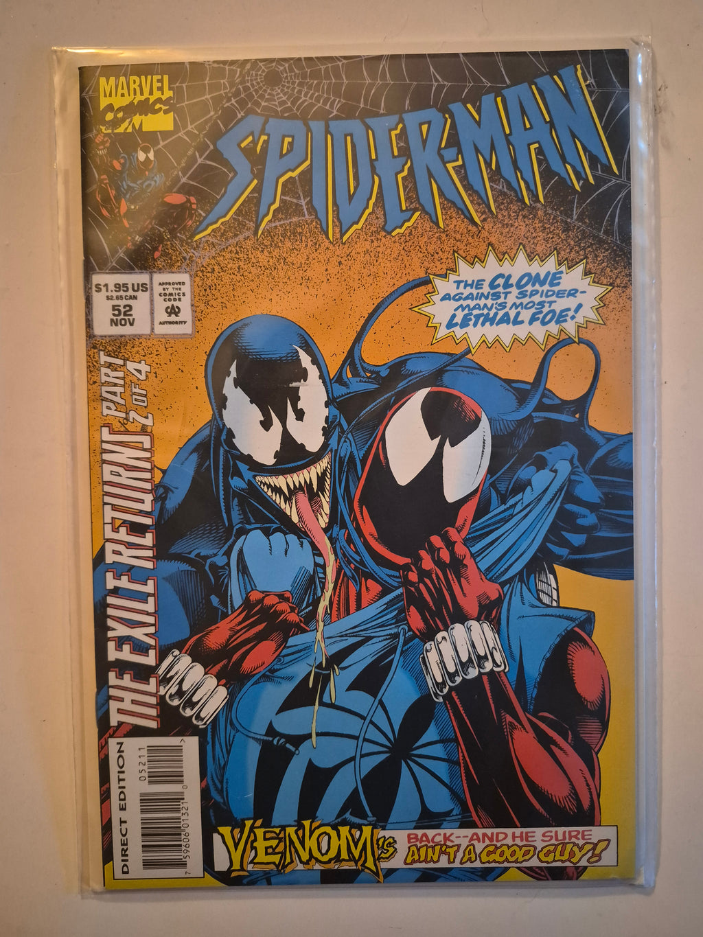 Spider-Man #52 Direct Edition Marvel Comic Book in Great Condition Bagged and Boarded
