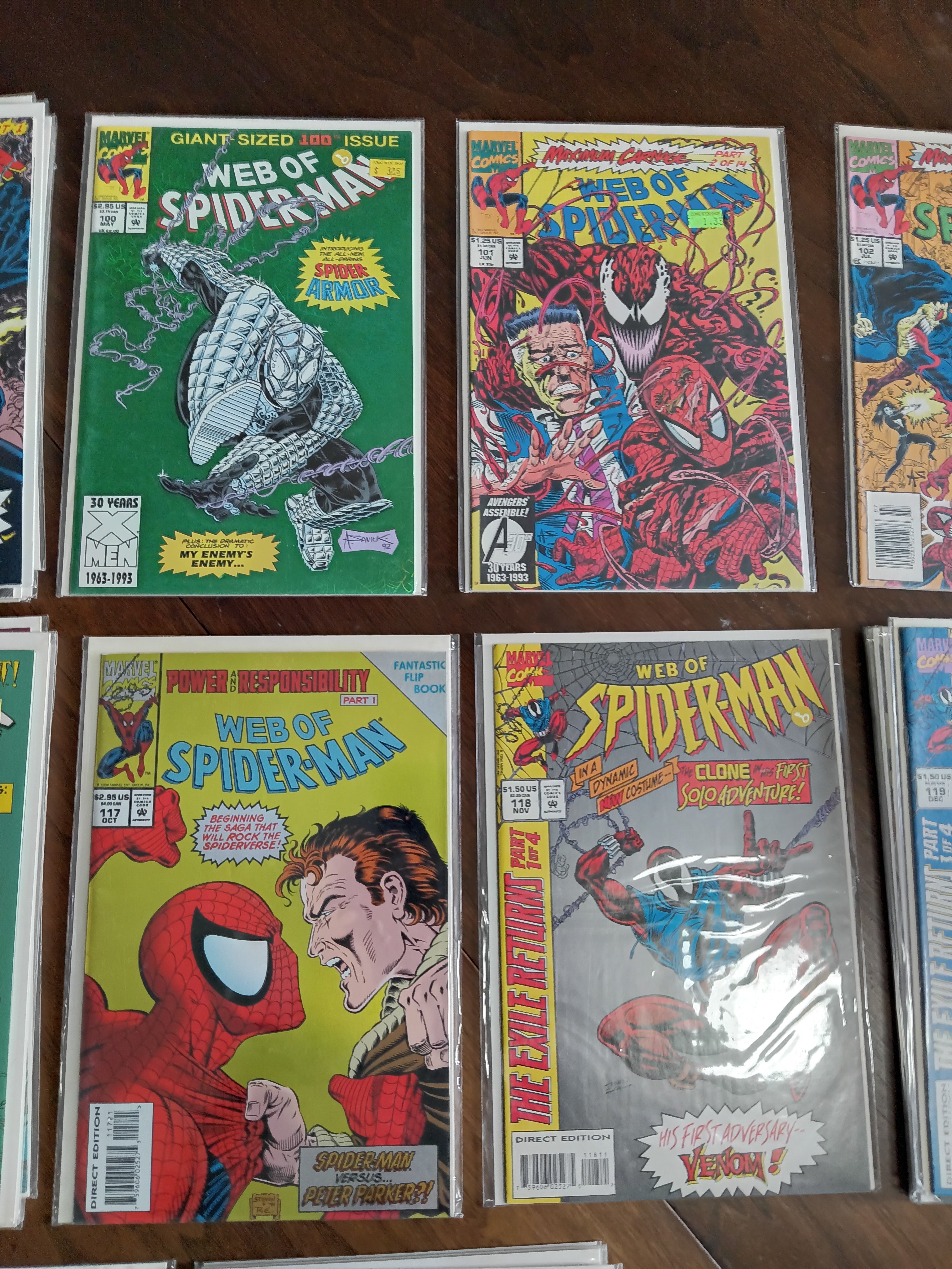 Web of Spider-Man #90-129 Marvel Comic Books all in Great Condition Bagged and Boarded