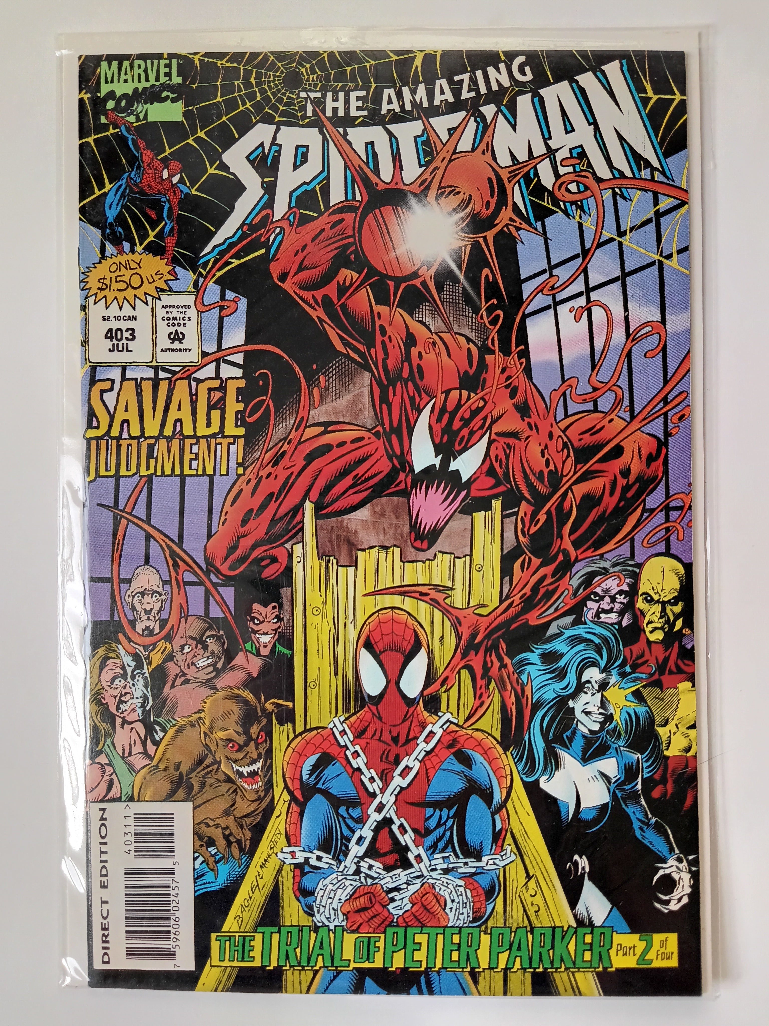 The Amazing Spider-man #401-405 Direct Edition Marvel Comic Books in Great Condition