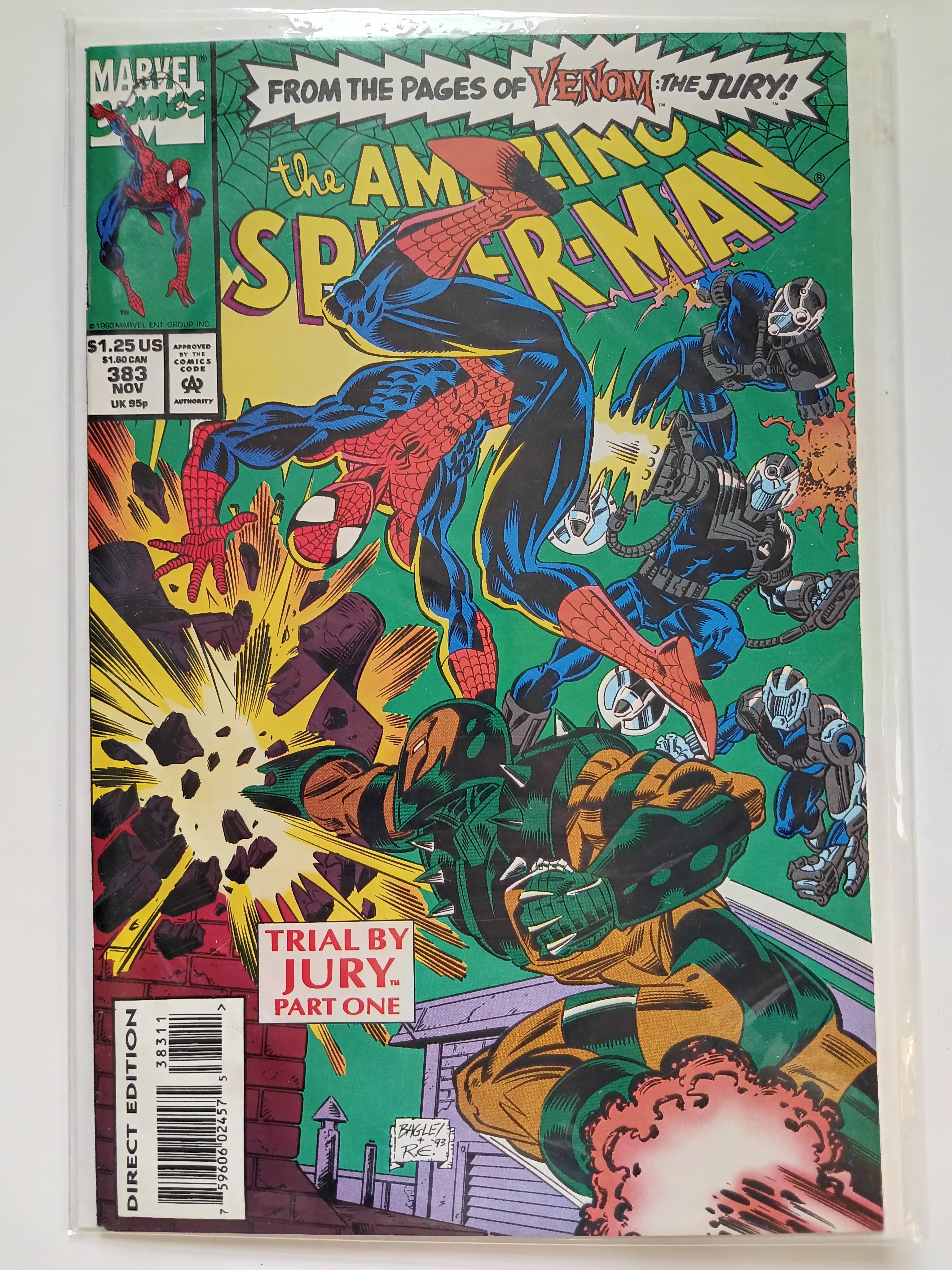 The Amazing Spider-man #383,384,385 Direct Edition Marvel Comic Books in Great Condition