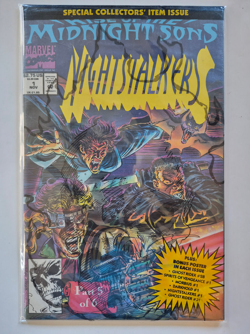 Nightstalkers #1 Rise of the midnight sons Special Collectors item issue in Polybag Marvel Comic Book