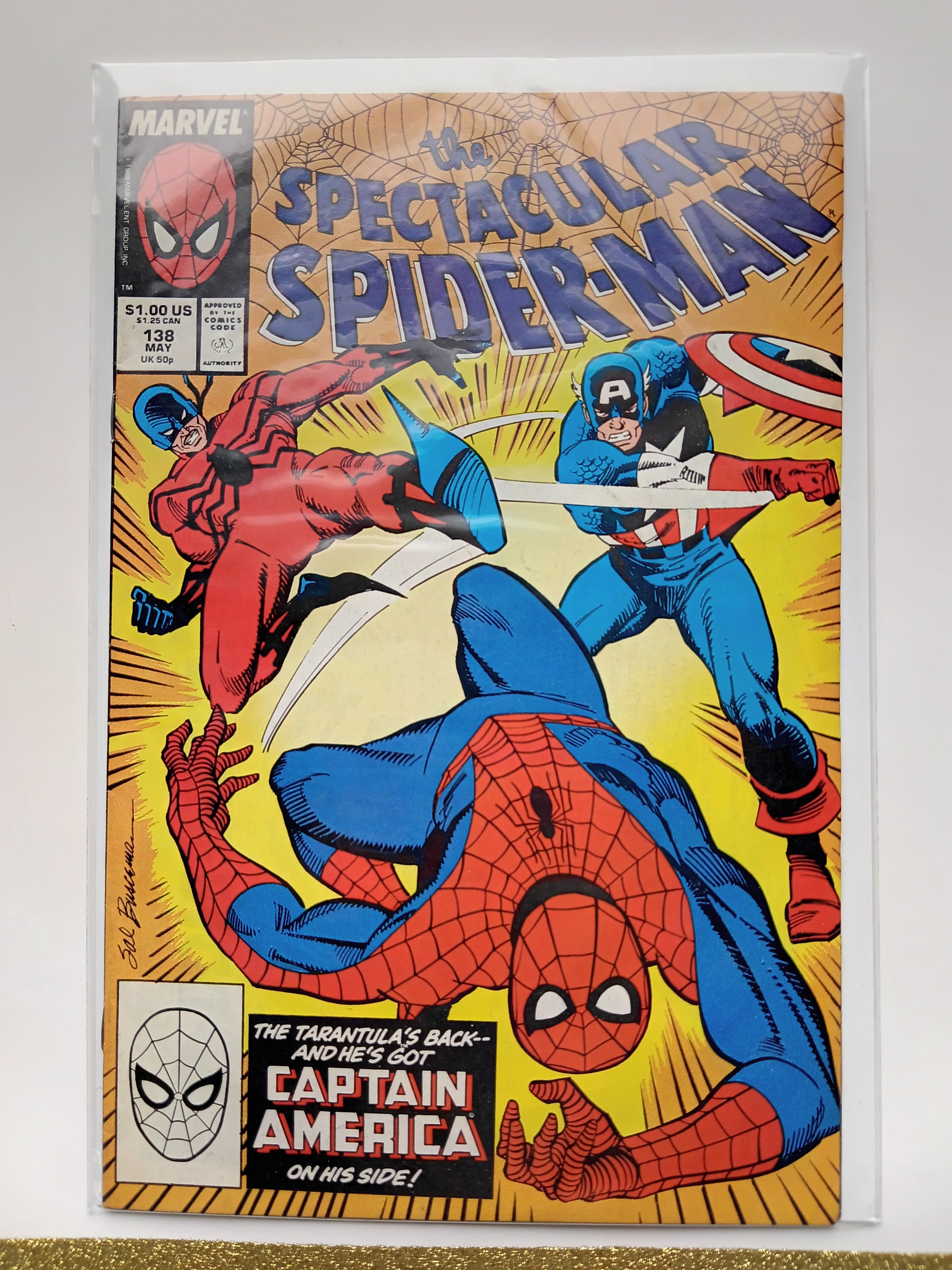 The Spectacular Spider-Man #138 Direct Edition Marvel Comic Book-The Tarantula's Back--And He's Got Captain America On His Side!