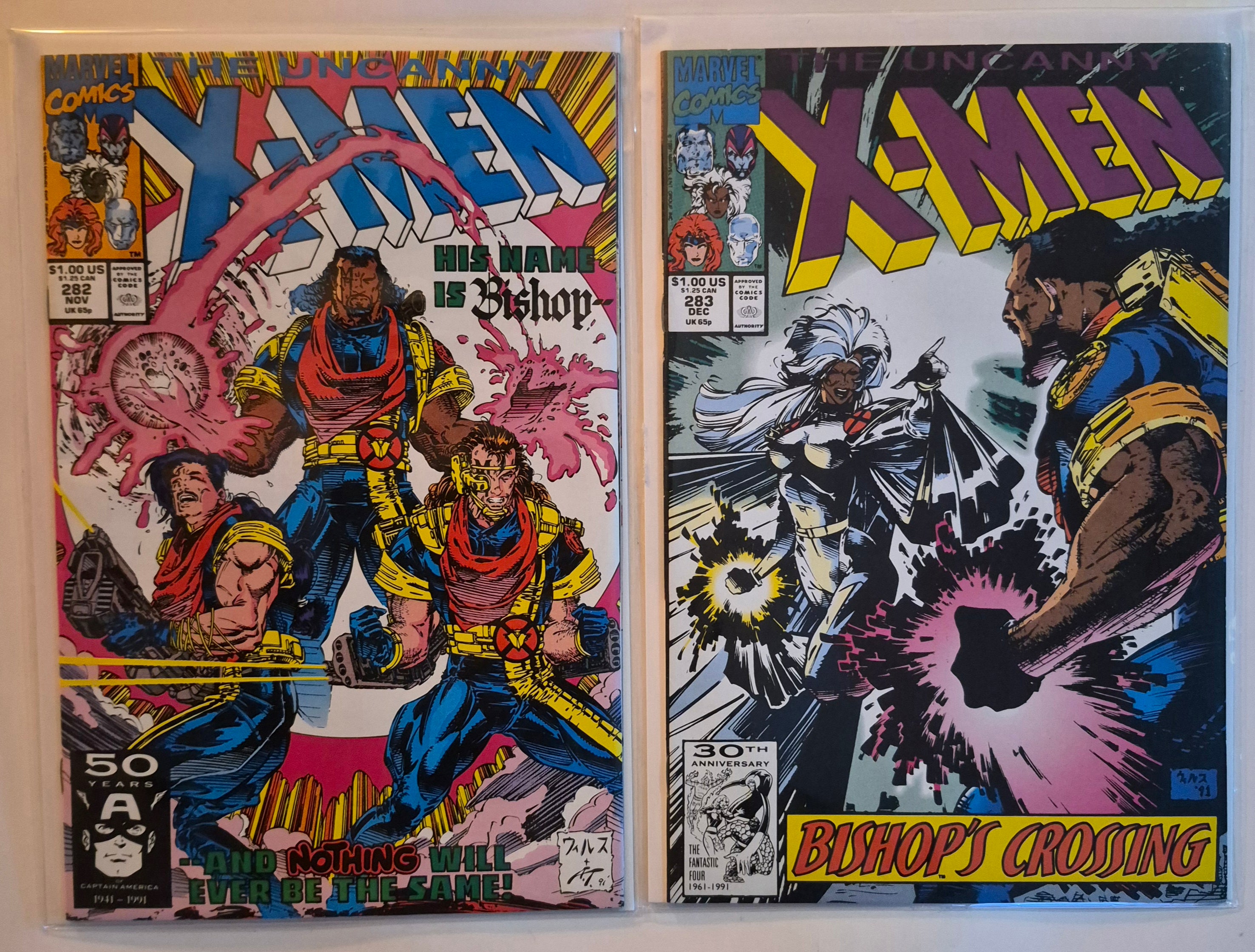 Uncanny X-men 282 and 283 1st Cameo of Bishop and 1st appearance of Bishop Key Issues Marvel Comic Books