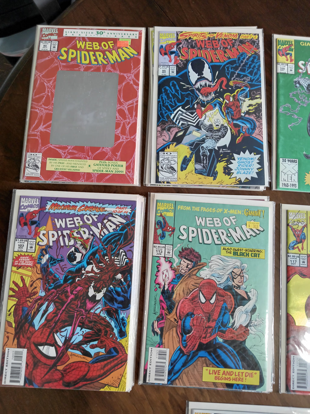 Web of Spider-Man #90-129 Marvel Comic Books all in Great Condition Bagged and Boarded