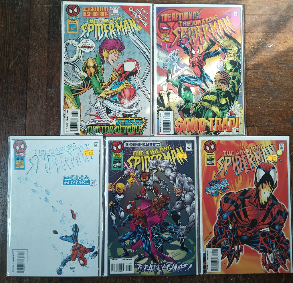The Amazing Spider-man #406-410 Direct Edition Marvel Comic Books in Great Condition