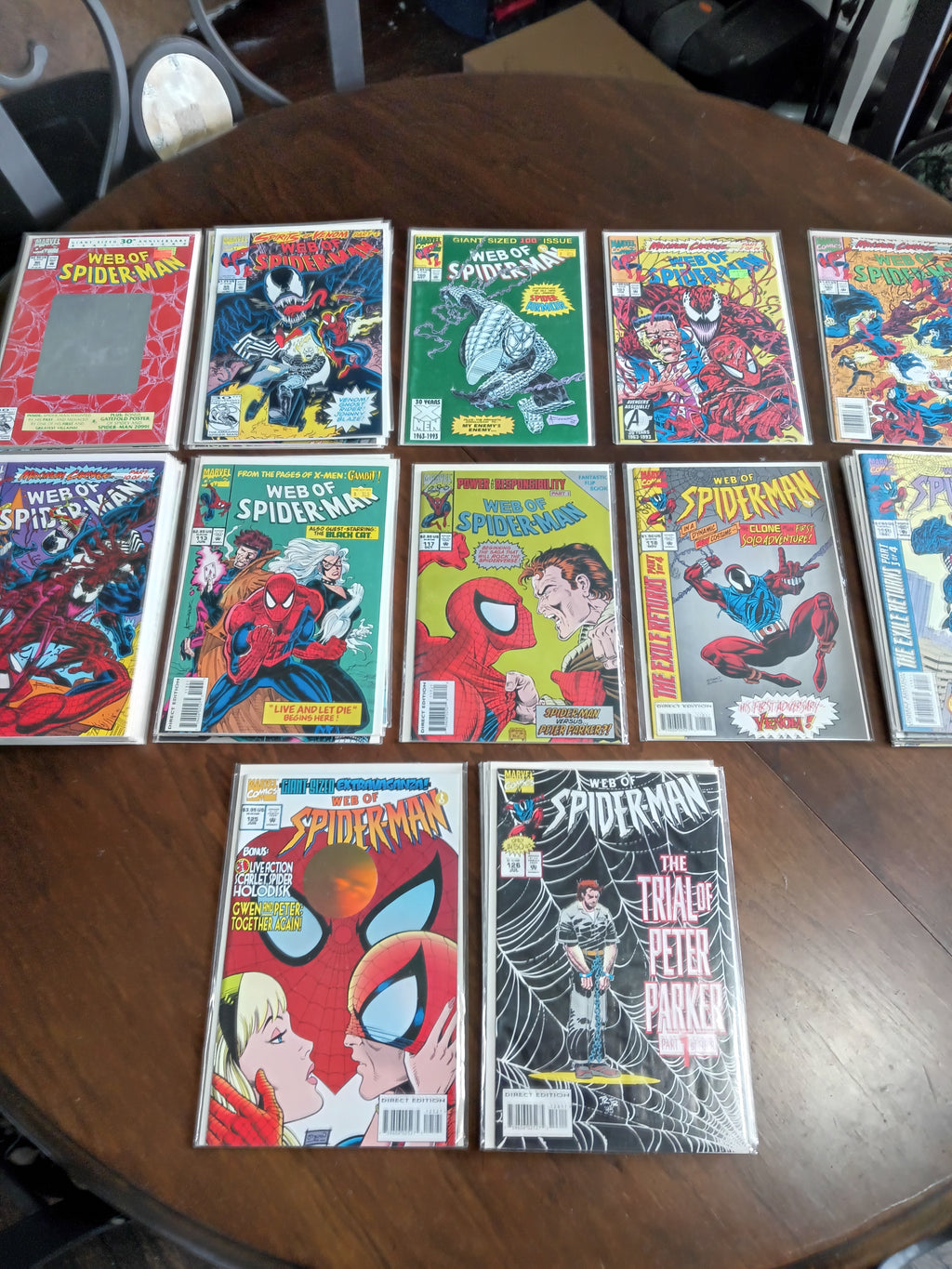 Web of Spider-Man #90-129 Marvel Comic Books all in Great Condition Bagged and Boarded