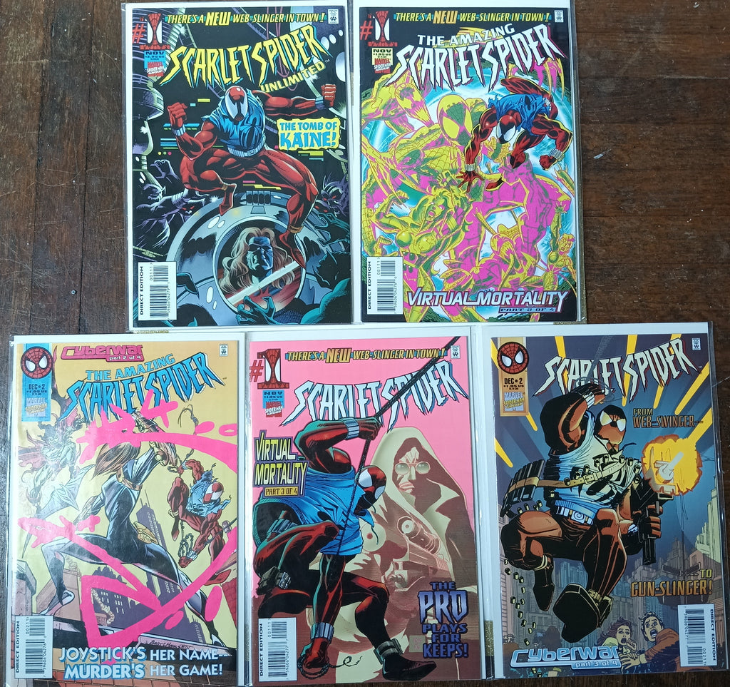 5 Scarlet Spider Marvel Comic Books in Great Condition Bagged and Boarded (read description)