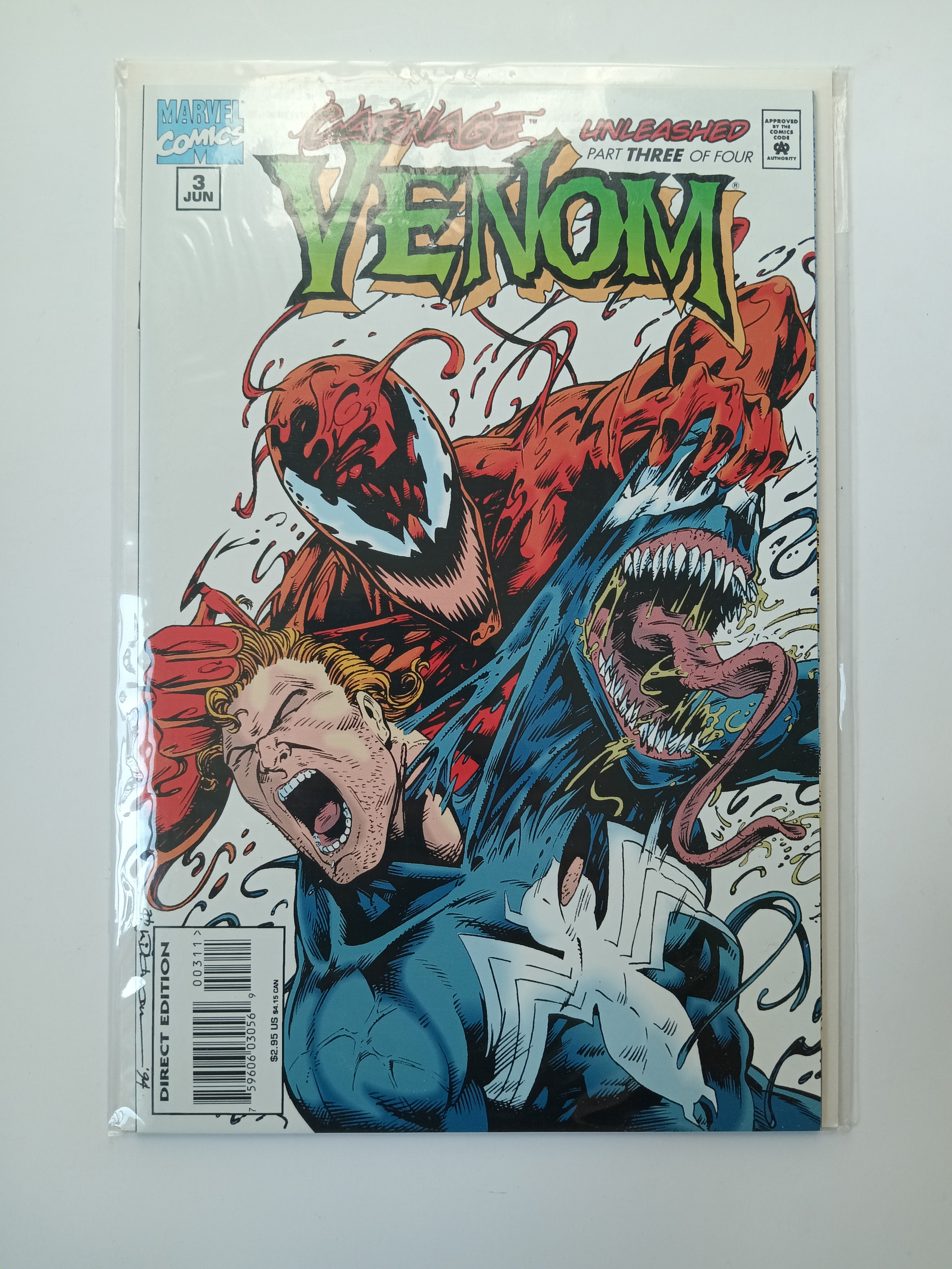 Venom Carnage Unleashed Part 3 of 4 Direct Edition Marvel Comic Book in Great Condition