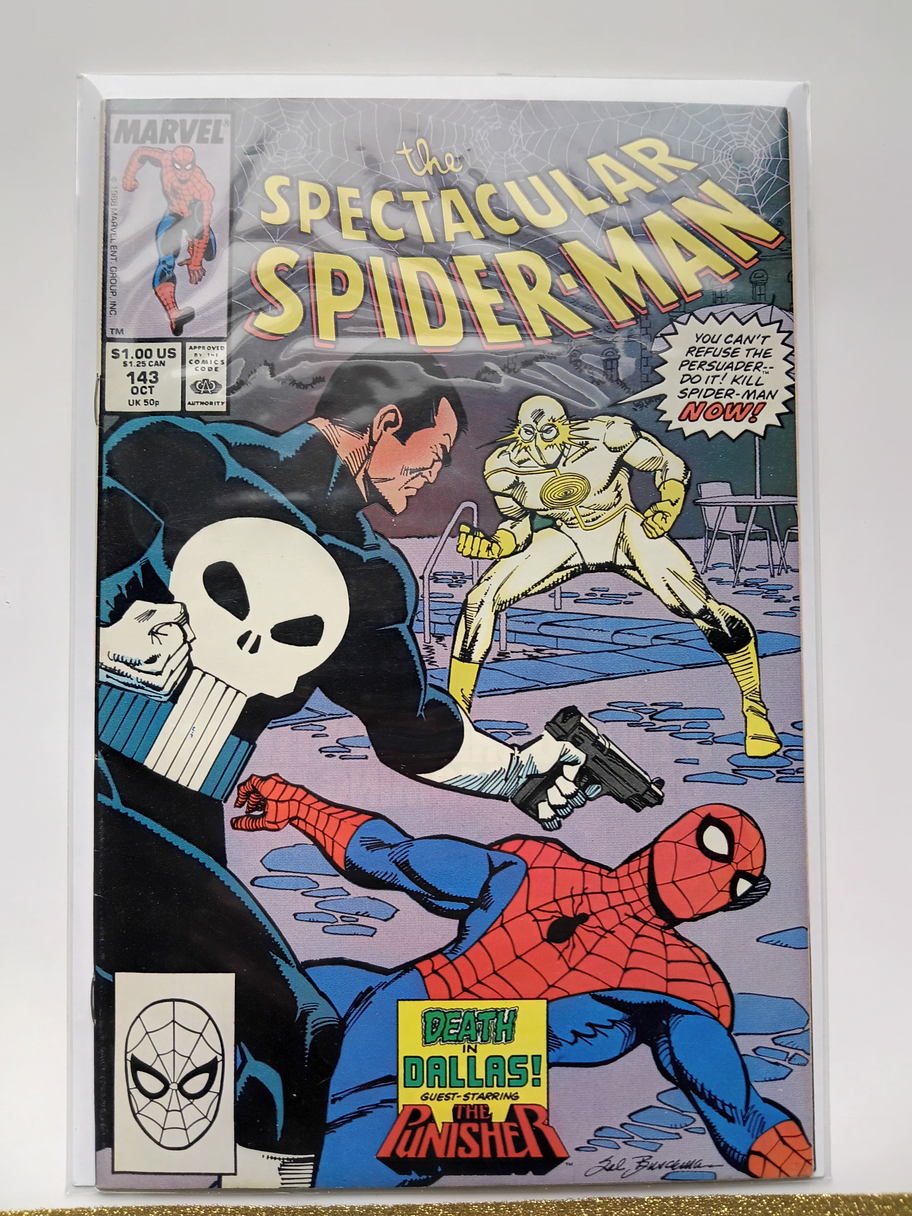 The Spectacular Spider-Man #143 Direct Edition Marvel Comic Book- Death in Dallas Guest Starring The Punisher