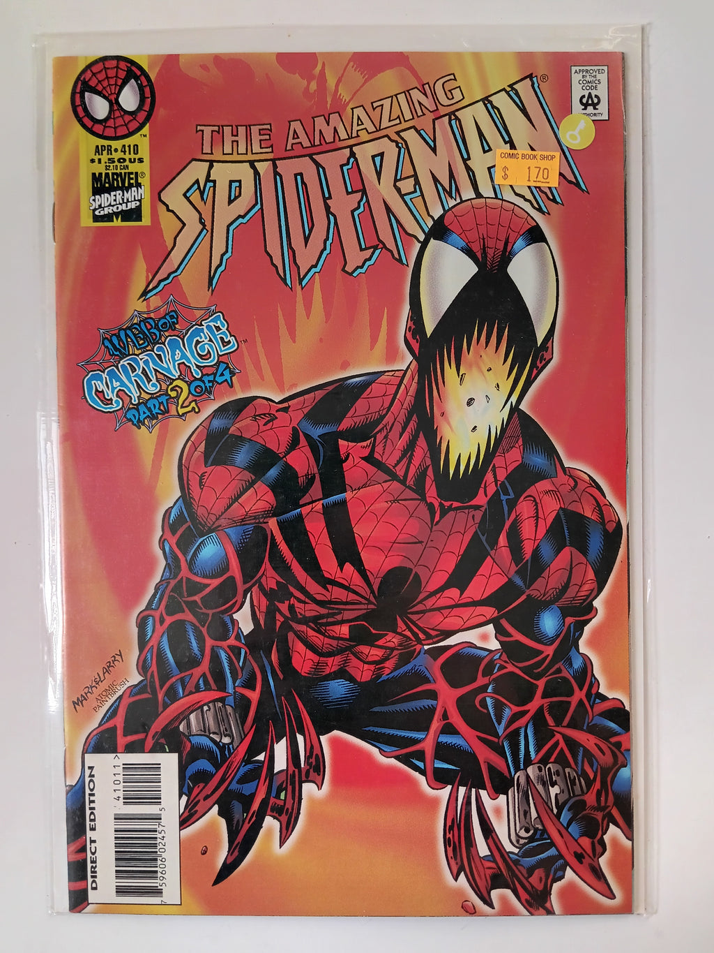The Amazing Spider-man #406-410 Direct Edition Marvel Comic Books in Great Condition