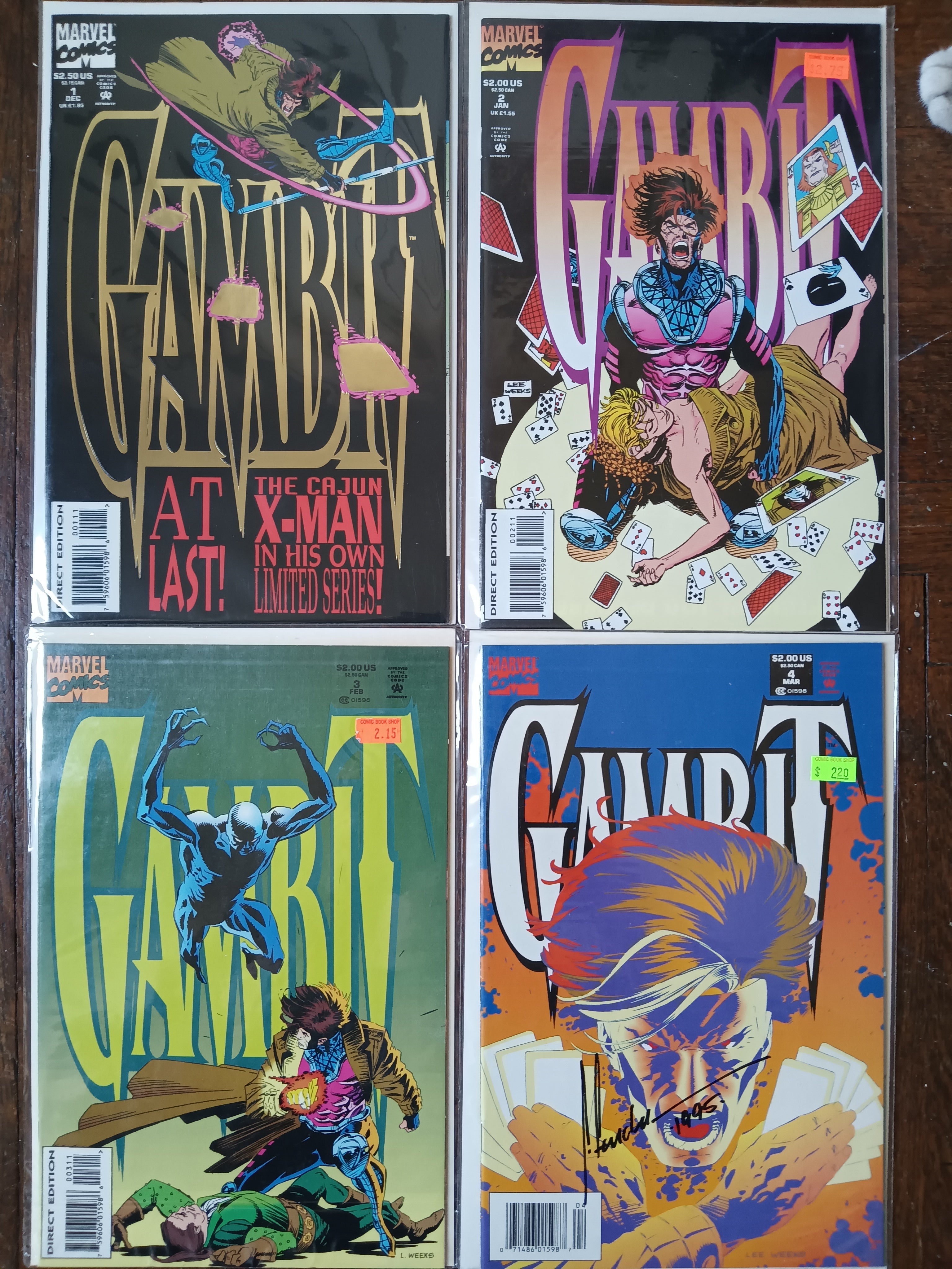 Gambit Complete Limited Series 1-4 (#4 is signed) Marvel Comic Books